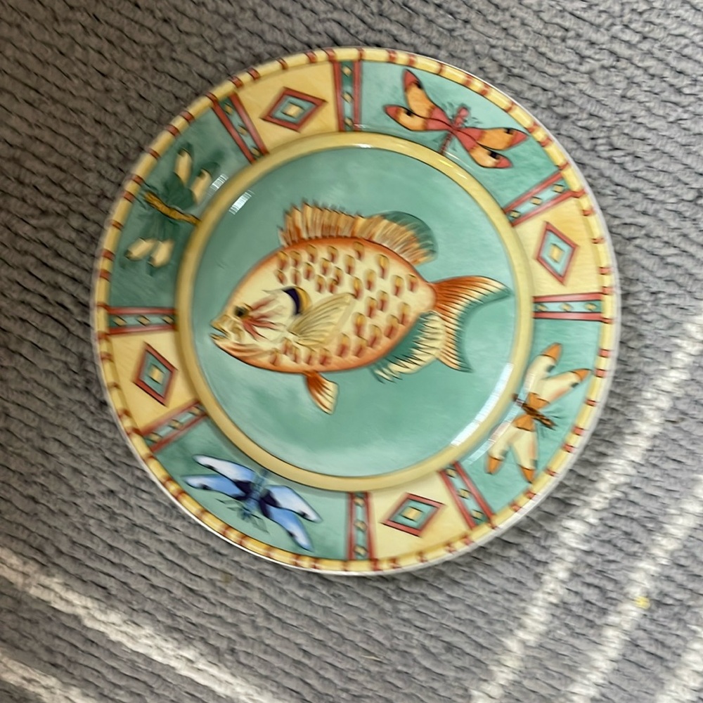5 SPLASH BY SIDDHIA HUTCHINSON FOR THE ESSEX COLLECTION FISH SUSHI SALAD PLATES